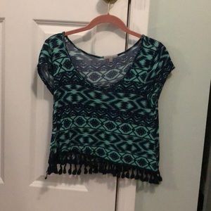 Cute Aztec teal and dark blue design shirt